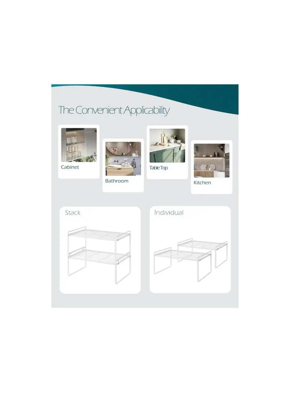 2 Pack Kitchen Cabinet Shelf Counter Organizer Rack Pantry Storage Bathroom Bed